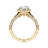 Shah Luxury Oval Diamond Halo Vintage Engagement Ring In 14K Yellow Gold (Semi-Mount) photo 4