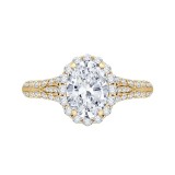 Shah Luxury Oval Diamond Halo Vintage Engagement Ring In 14K Yellow Gold (Semi-Mount) photo