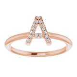 14K Rose .07 CTW Diamond Initial A Ring photo 3