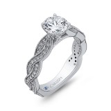 Shah Luxury 14K White Gold Round Diamond Floral Engagement Ring with Criss-Cross Shank (Semi-Mount) photo 2