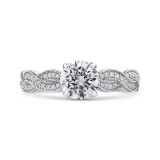 Shah Luxury 14K White Gold Round Diamond Floral Engagement Ring with Criss-Cross Shank (Semi-Mount) photo