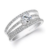 18k White Gold Split Shank Pave Diamond Semi Mount Engagement Ring photo