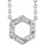 14K White .06 CTW Diamond Geometric 16-18 Necklace photo