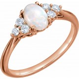 14K Rose Opal & 1/5 CTW Diamond Ring photo