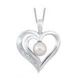 Gems One Silver Cubic Zirconia & Pearl (1 Ctw) Pendant photo