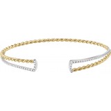 14K Yellow & White Twisted Rope Cuff Bracelet photo