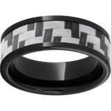Black Diamond Ceramic Pipe Cut Band with Gray Carbon Fiber Inlay photo