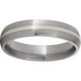 Titanium Domed Band with a 1mm Sterling Silver Inlay and Satin Finish photo