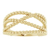 14K Yellow Beaded Criss-Cross Ring photo 3