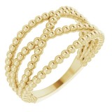 14K Yellow Beaded Criss-Cross Ring photo