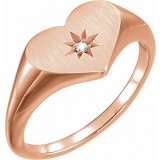 14K Rose .01 CT Diamond 11.9 mm Heart Starburst Ring photo