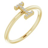 14K Yellow .04 CTW Diamond Initial I Ring photo