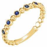 14K Yellow Blue Sapphire Stackable Ring photo