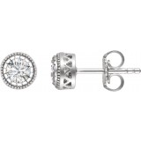 14K White Sapphire April Birthstone Earrings photo