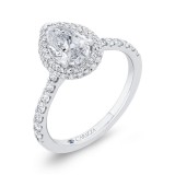 Shah Luxury 14K White Gold Pear Diamond Double Halo Engagement Ring  (Semi-Mount) photo 2