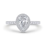 Shah Luxury 14K White Gold Pear Diamond Double Halo Engagement Ring  (Semi-Mount) photo