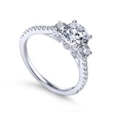Gabriel & Co. 14k White Gold Contemporary 3 Stone Engagement Ring photo 3
