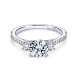 Gabriel & Co. 14k White Gold Contemporary 3 Stone Engagement Ring photo