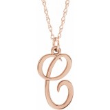 14K Rose Script Initial C 16-18 Necklace photo