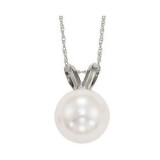 Gems One 14Kt White Gold Diamond (1/50Ctw) & Pearl (1/2 Ctw) Pendant photo