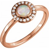 14K Rose Opal & .07 CTW Diamond Halo-Style Ring photo
