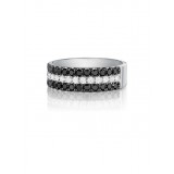 Henri Daussi 7mm Men's Wedding Band  Platinum White B 1.35 Ctw., W 0.60 Ctw. Black Diamond, White Diamond photo