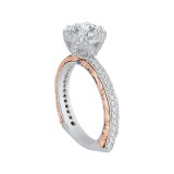 Shah Luxury 14K Two-Tone Gold Round Diamond Engagement Ring with Euro Shank (Semi-Mount) photo 3