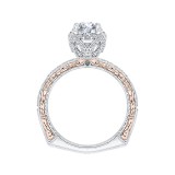 Shah Luxury 14K Two-Tone Gold Round Diamond Engagement Ring with Euro Shank (Semi-Mount) photo 4