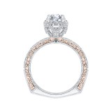 Shah Luxury 14K Two-Tone Gold Round Diamond Engagement Ring with Euro Shank (Semi-Mount) photo 4