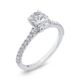 Shah Luxury 14K White Gold Oval Cut Diamond Classic Engagement Ring (Semi-Mount) photo 2