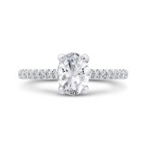 Shah Luxury 14K White Gold Oval Cut Diamond Classic Engagement Ring (Semi-Mount) photo