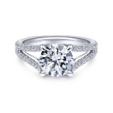 Gabriel & Co. 14k White Gold Contemporary Split Shank Engagement Ring photo