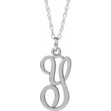 14K White Script Initial Y 16-18 Necklace photo