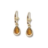 14K Yellow Gold 8X5 Amethyst Earrings photo 2