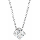 14K White 1/2 CT Diamond Solitaire 16-18 Necklace photo
