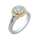 Shah Luxury 14K Two-Tone Gold Round Diamond Halo Engagement Ring with Split Shank (Semi-Mount) photo 2