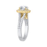Shah Luxury 14K Two-Tone Gold Round Diamond Halo Engagement Ring with Split Shank (Semi-Mount) photo 3