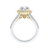 Shah Luxury 14K Two-Tone Gold Round Diamond Halo Engagement Ring with Split Shank (Semi-Mount) photo 4