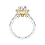 Shah Luxury 14K Two-Tone Gold Round Diamond Halo Engagement Ring with Split Shank (Semi-Mount) photo 4