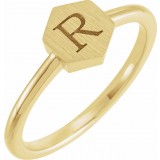 14K Yellow  9.5x8 mm Geometric Signet Ring photo 3