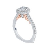 Shah Luxury Round Cut Diamond Halo Engagement Ring In 14K Two-Tone Gold (Semi-Mount) photo 2
