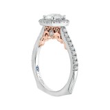 Shah Luxury Round Cut Diamond Halo Engagement Ring In 14K Two-Tone Gold (Semi-Mount) photo 3
