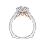 Shah Luxury Round Cut Diamond Halo Engagement Ring In 14K Two-Tone Gold (Semi-Mount) photo 4