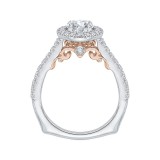 Shah Luxury Round Cut Diamond Halo Engagement Ring In 14K Two-Tone Gold (Semi-Mount) photo 4