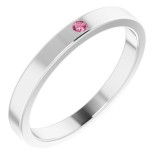 14K White Pink Tourmaline Stackable Family Ring photo