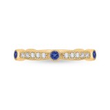 Shah Luxury 14K Yellow Gold Round Diamond Wedding Band with Sapphire photo