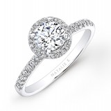 18k White Gold Pave Halo Diamond Engagement Ring photo