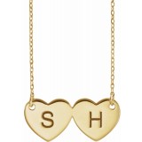 14K Yellow Double Heart 17 Necklace photo 3