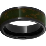 Black Diamond Ceramic Pipe Cut Band with Green Patina Copper Inlay photo