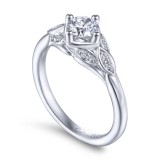 Gabriel & Co. 14k White Gold Art Deco Straight Engagement Ring photo 3